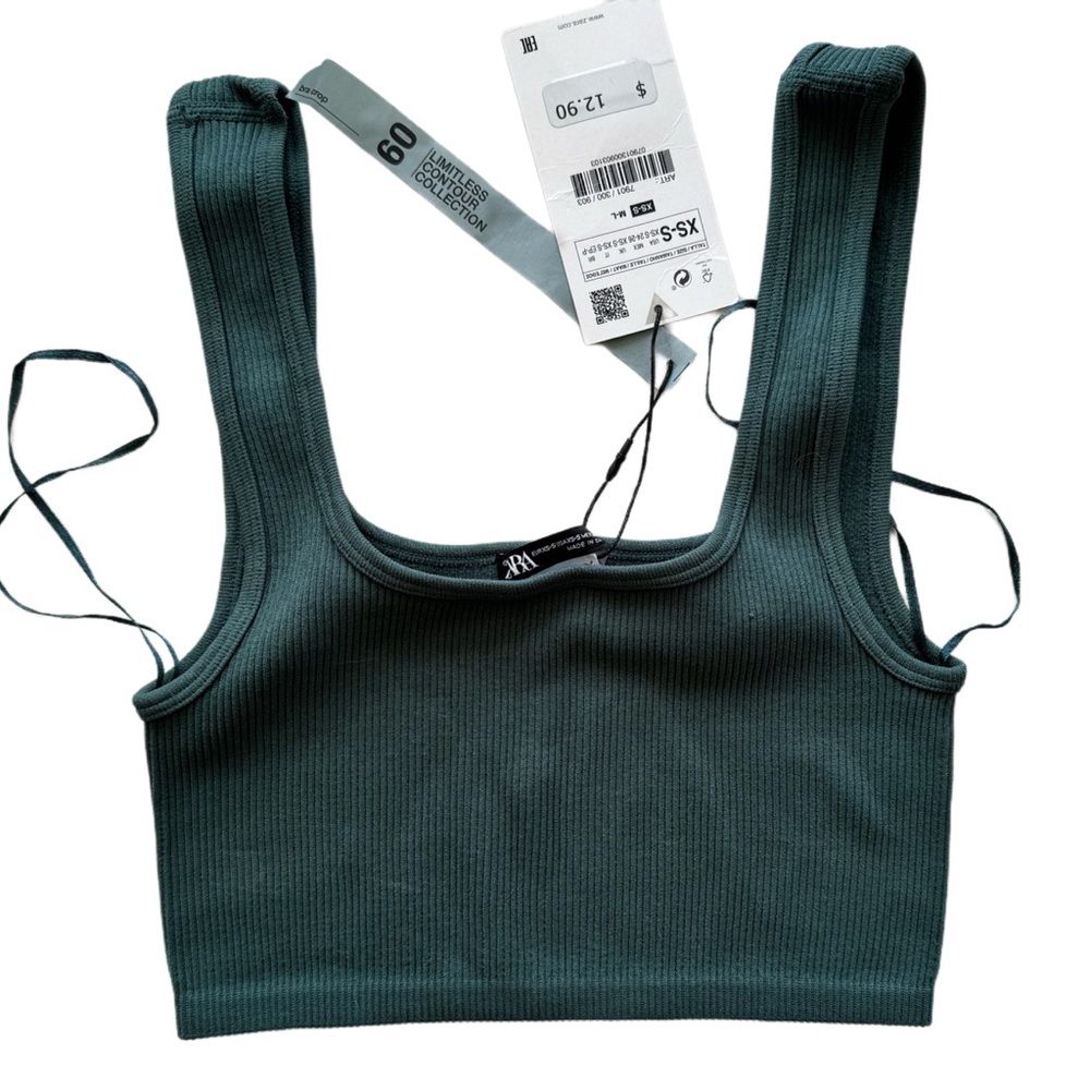 Zara crop tank, blue teal, size xsmall small, NWT